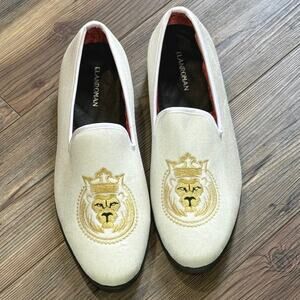 Elanroman men’s EU43 / US 10 formal special event white velvet loafers